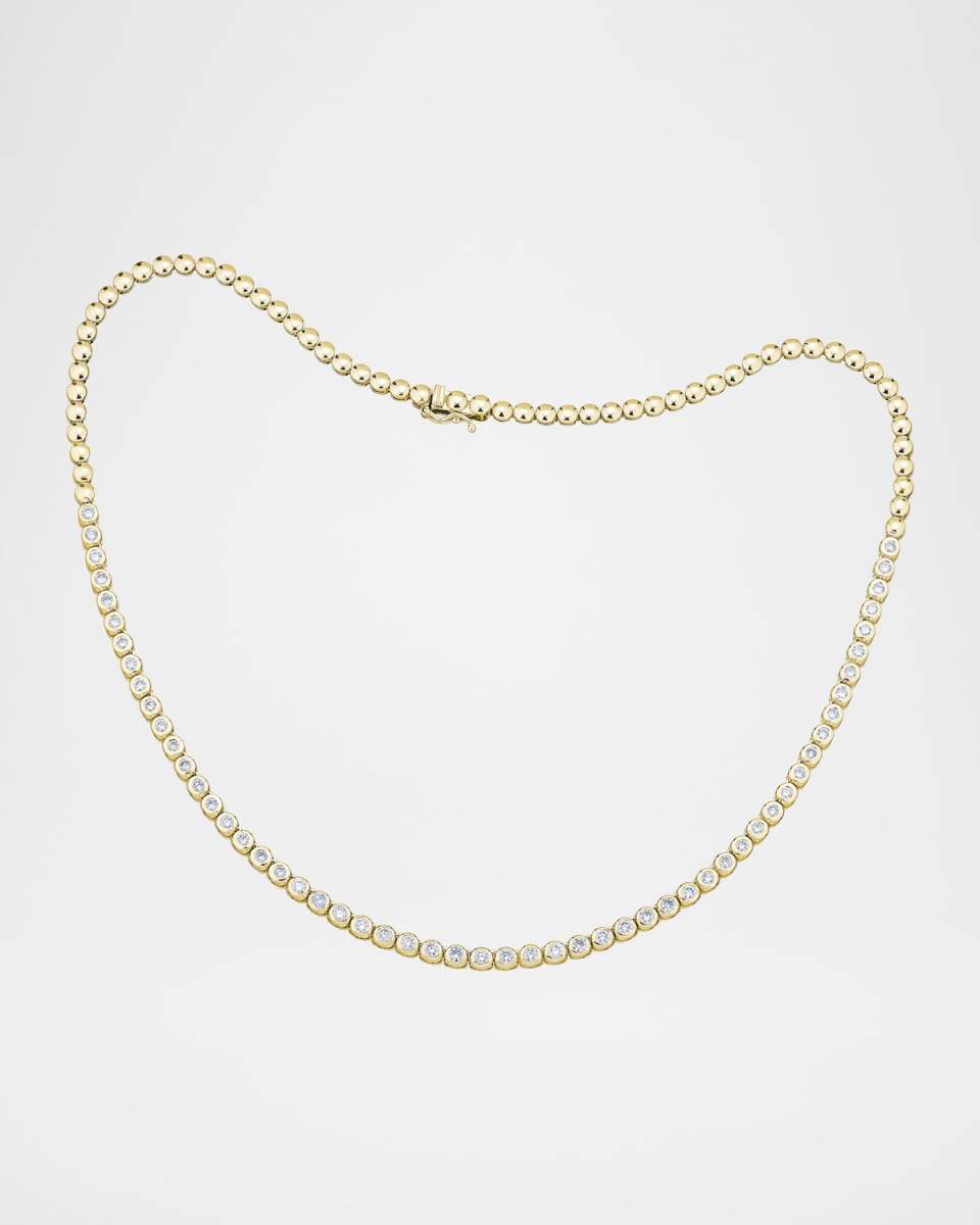 18K White Gold Half Way Around Diamond Tennis Necklace, 2.50tcw